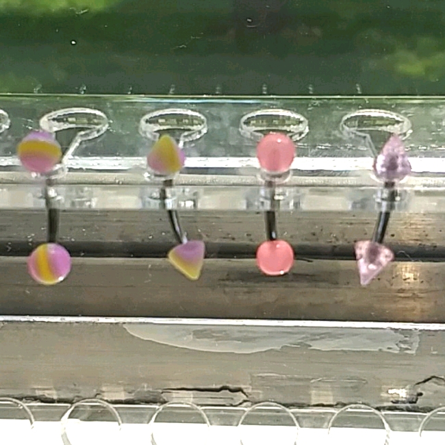Pink UvMarble Mix EyebrowVertical Labret Rings